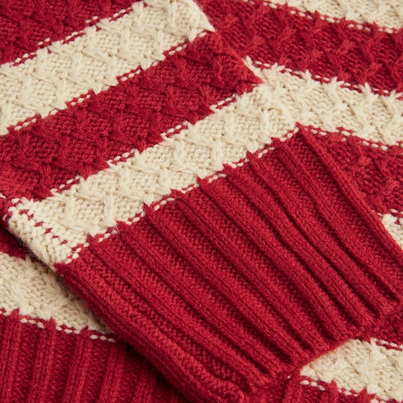 Cider Christmas Red Cream Knit Collar Striped Tassel Sweater Size XS NEW - Picture 7 of 8